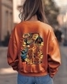 Shop Women's Orange Friends Memories Graphic Printed Oversized Sweatshirt-Front