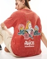 Shop Women's Orange Garden Graphic Printed Oversized Acid Wash T-shirt-Front
