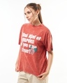 Shop Women's Orange Garden Graphic Printed Oversized Acid Wash T-shirt-Full