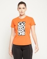 Shop Women's Orange Go Workout Typography Activewear T-shirt-Front