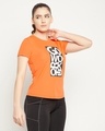 Shop Women's Orange Go Workout Typography Activewear T-shirt-Design