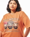 Shop Women's Orange Golden Trio Graphic Printed Oversized Plus Size T-shirt