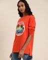 Shop Women's Orange Graphic Print Oversized T-shirt-Front