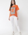 Shop Women's Orange Graphic Printed Loose Fit T-shirt-Full