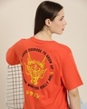 Shop Women's Orange Graphic Printed Oversized T-shirt-Front