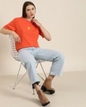 Shop Women's Orange Graphic Printed Oversized T-shirt-Full