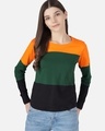 Shop Women's Orange & Green Color Block T-shirt-Front