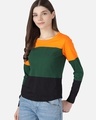 Shop Women's Orange & Green Color Block T-shirt-Design