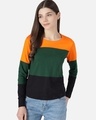 Shop Women's Orange & Green Color Block T-shirt
