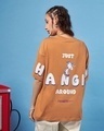Shop Women's Orange Hang In Around Graphic Printed Oversized T-shirt-Full