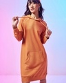 Shop Women's Orange Hoodie Dress-Front