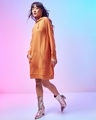 Shop Women's Orange Hoodie Dress-Full