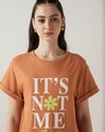 Shop Women's Orange Its Not Me Typography Boyfriend T-shirt