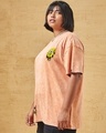 Shop Women's Orange Lazy Daisy Graphic Printed Oversized Plus Size Acid Wash T-shirt-Design