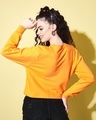 Shop Women's Orange Lips of Honey Graphic Printed Crop Sweatshirt-Full