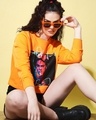 Shop Women's Orange Lips of Honey Graphic Printed Crop Sweatshirt