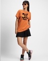 Shop Women's Orange Messy Bun Typography Boyfriend T-shirt-Full