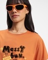 Shop Women's Orange Messy Bun Typography Boyfriend T-shirt