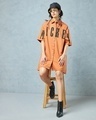 Shop Women's Orange Mickey Graphic Printed Oversized Shirt Dress-Full