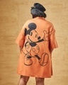 Shop Women's Orange Mickey Graphic Printed Oversized Plus Size Shirt Dress-Front