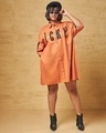 Shop Women's Orange Mickey Graphic Printed Oversized Plus Size Shirt Dress-Full
