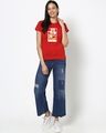 Shop Women's Orange Mickey Trio Call (DL) Graphic Printed Slim Fit T-shirt-Design