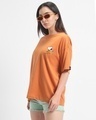 Shop Women's Orange Need Space Snoopy Graphic Printed Oversized T-shirt-Full