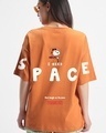 Shop Women's Orange Need Space Snoopy Graphic Printed Oversized T-shirt-Front