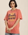 Shop Women's Pink New York City Typography Oversized T-shirt-Front