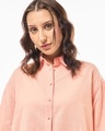 Shop Women's Orange Oversized Cotton Linen Shirt