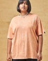 Shop Women's Orange Oversized Plus Size Acid Wash T-shirt-Front