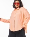 Shop Women's Orange Oversized Plus Size Shirt-Front