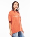 Shop Women's Orange Patronum Graphic Printed Oversized Acid Wash T-shirt-Full