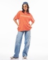 Shop Women's Orange Patronum Graphic Printed Oversized Acid Wash T-shirt