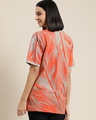 Shop Women's Orange All Over Printed Oversized Cotton T-shirt-Design