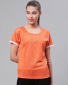 Shop Women's Orange Printed Slim Fit T-shirt-Front