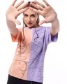 Shop Women's Orange & Purple Naruto Color Block Oversized T-shirt-Front