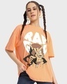 Shop Women's Orange Rap God Graphic Printed Oversized T-shirt-Front