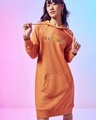 Shop Women's Orange School of Witchcraft Graphic Printed Hoodie Dress-Front