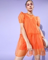 Shop Women's Orange Sheer Dress-Design