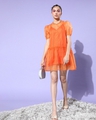 Shop Women's Orange Sheer Dress-Full