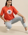 Shop Women's Orange Smile To The World Graphic Printed Oversized T-shirt-Design