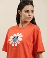 Shop Women's Orange Smile To The World Graphic Printed Oversized T-shirt-Full