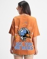 Shop Women's Orange Space Adventure Graphic Printed Oversized T-shirt-Front