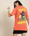 Shop Women's Orange Spiritual Journey Graphic Printed Oversized T-shirt-Front