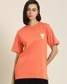 Shop Women's Orange Spiritual Journey Graphic Printed Oversized T-shirt-Design