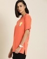 Shop Women's Orange Spiritual Journey Graphic Printed Oversized T-shirt-Full