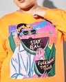 Shop Women's Orange Stay Real Graphic Printed Plus Size Sweatshirt