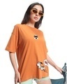 Shop Women's Orange Super Power Graphic Printed Oversized T-shirt-Full