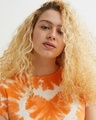 Shop Women's Orange Tie & Dye Crop T-shirt-Full